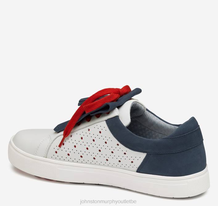 Johnston & Murphy femmes madison perf hybride TXRN1225 chaussures cuir de veau blanc/marine/rouge
