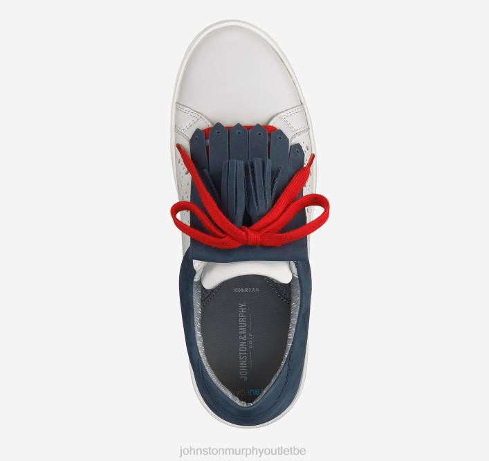 Johnston & Murphy femmes madison perf hybride TXRN1225 chaussures cuir de veau blanc/marine/rouge