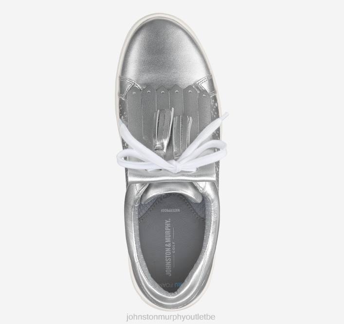 Johnston & Murphy femmes madison perf hybride TXRN1226 chaussures cuir de veau métallisé argenté