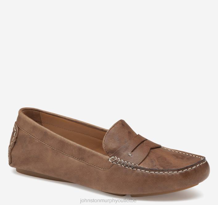Johnston & Murphy femmes Maggie Penny TXRN1218 chaussures peau de mouton lavée italienne beige