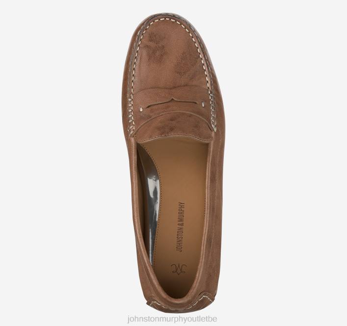 Johnston & Murphy femmes Maggie Penny TXRN1218 chaussures peau de mouton lavée italienne beige