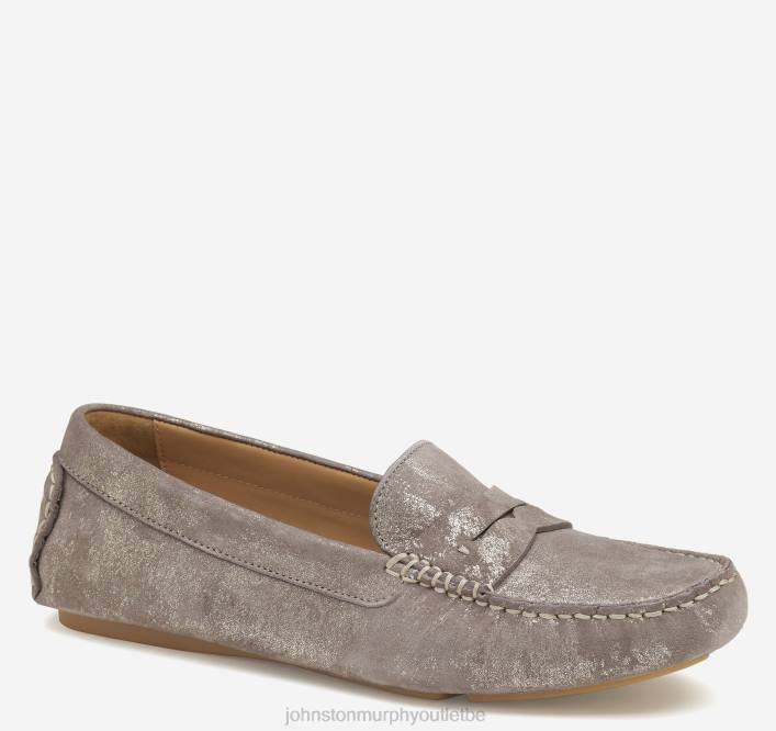 Johnston & Murphy femmes Maggie Penny TXRN1248 chaussures daim de chevreau métallisé étain