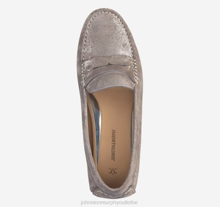 Johnston & Murphy femmes Maggie Penny TXRN1248 chaussures daim de chevreau métallisé étain