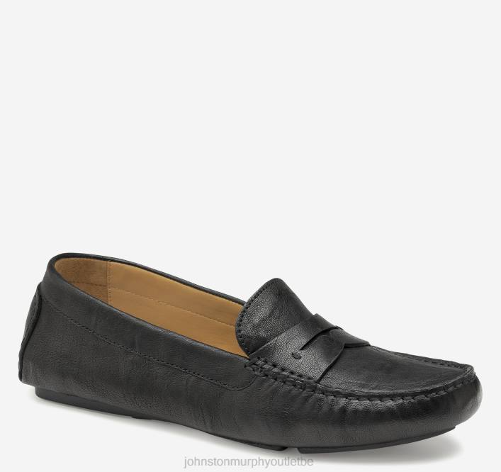 Johnston & Murphy femmes Maggie Penny TXRN1270 chaussures peau de mouton lavée italienne noire
