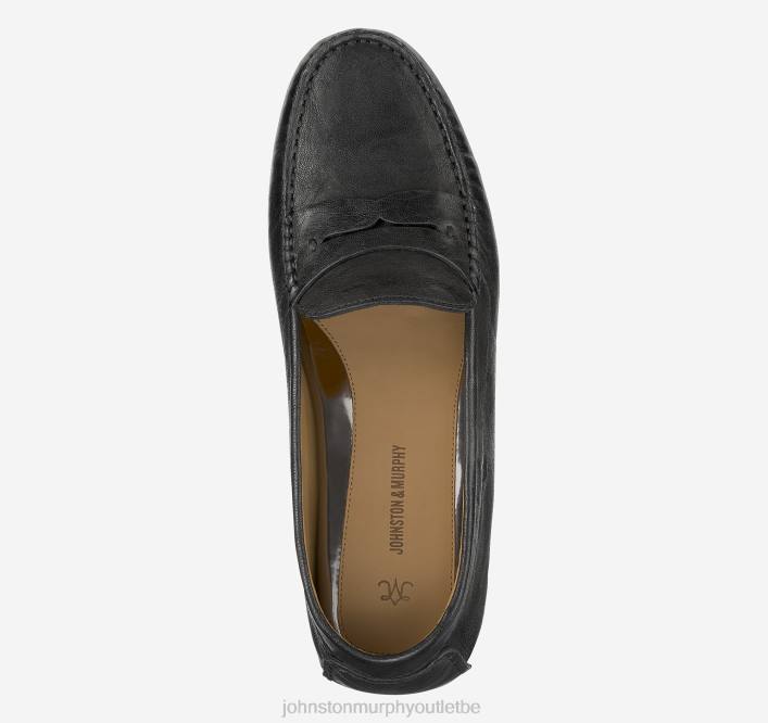 Johnston & Murphy femmes Maggie Penny TXRN1270 chaussures peau de mouton lavée italienne noire