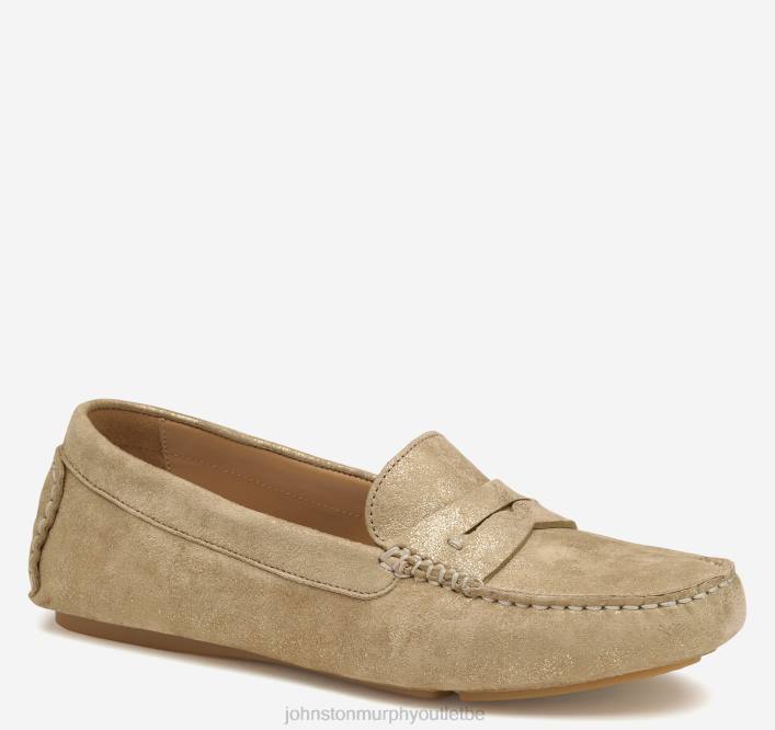 Johnston & Murphy femmes Maggie Penny TXRN1271 chaussures daim de chevreau métallisé doré