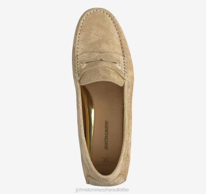 Johnston & Murphy femmes Maggie Penny TXRN1271 chaussures daim de chevreau métallisé doré