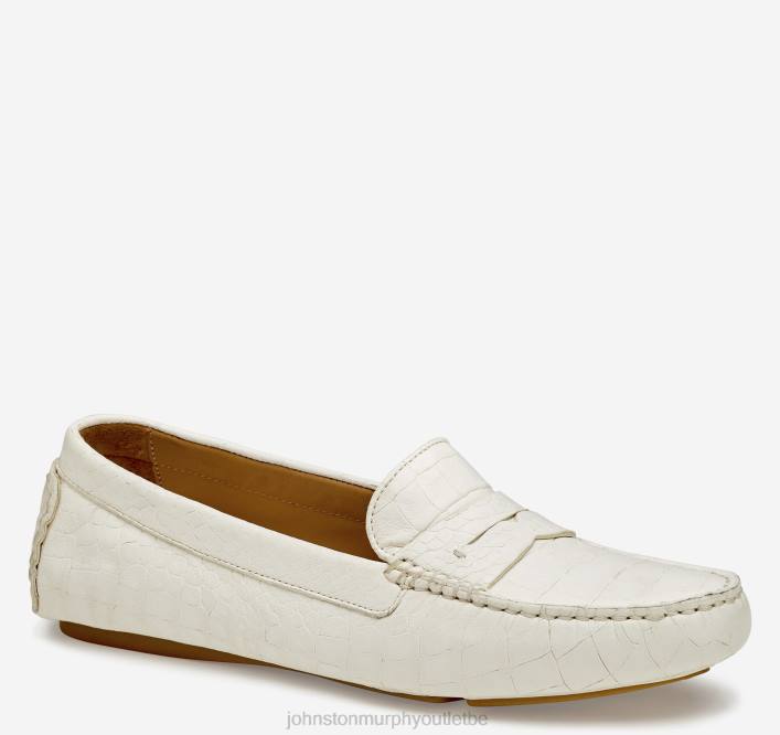 Johnston & Murphy femmes Maggie Penny TXRN1272 chaussures peau de mouton gaufrée croco blanche