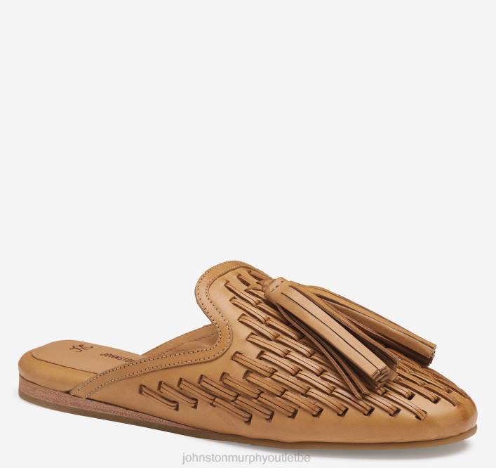 Johnston & Murphy femmes belle slip-on tissé TXRN1265 chaussures cuir de veau beige