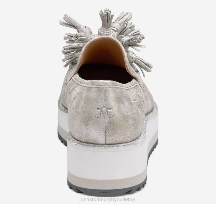 Johnston & Murphy femmes chaussures à enfiler à pampilles perforées Gracelyn TXRN1202 chaussures daim de chevreau métallisé argenté