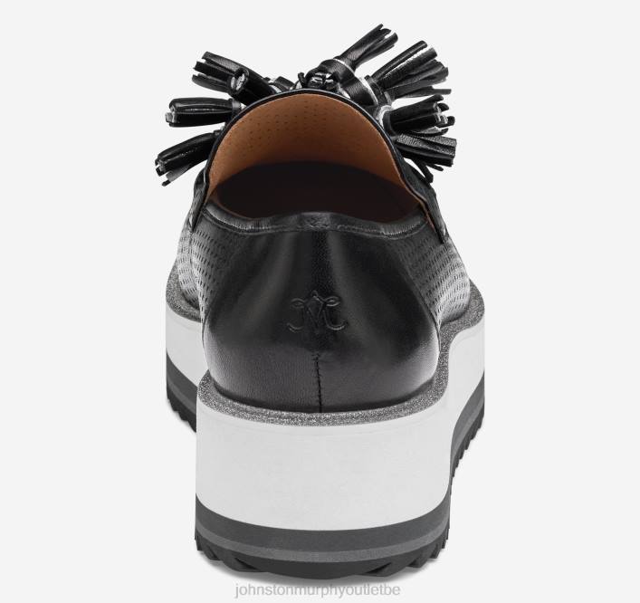 Johnston & Murphy femmes chaussures à enfiler à pampilles perforées Gracelyn TXRN1217 chaussures gant en cuir noir