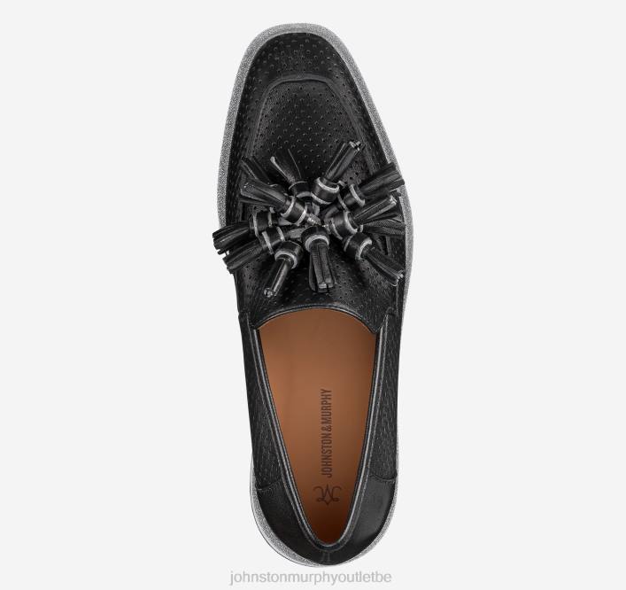 Johnston & Murphy femmes chaussures à enfiler à pampilles perforées Gracelyn TXRN1217 chaussures gant en cuir noir