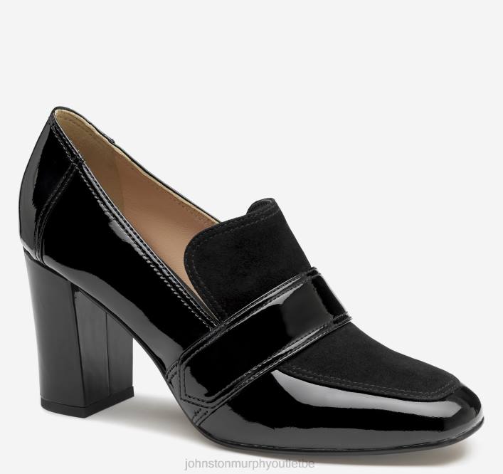 Johnston & Murphy femmes mocassin charlotte TXRN1255 chaussures cuir verni noir/daim de chèvre