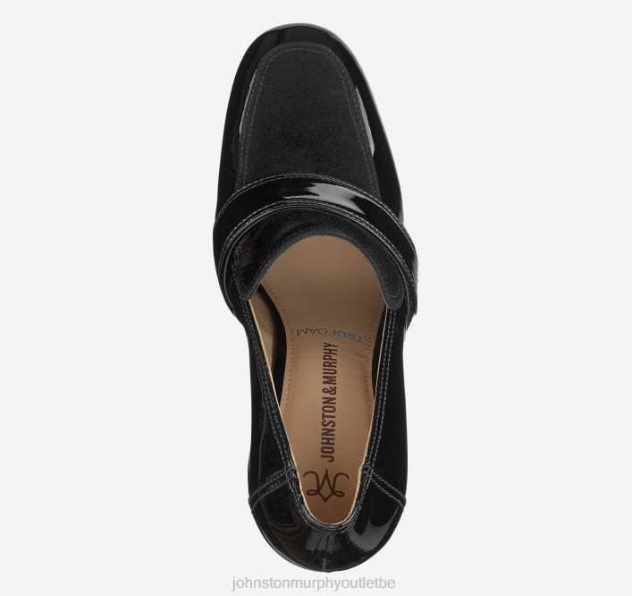 Johnston & Murphy femmes mocassin charlotte TXRN1255 chaussures cuir verni noir/daim de chèvre