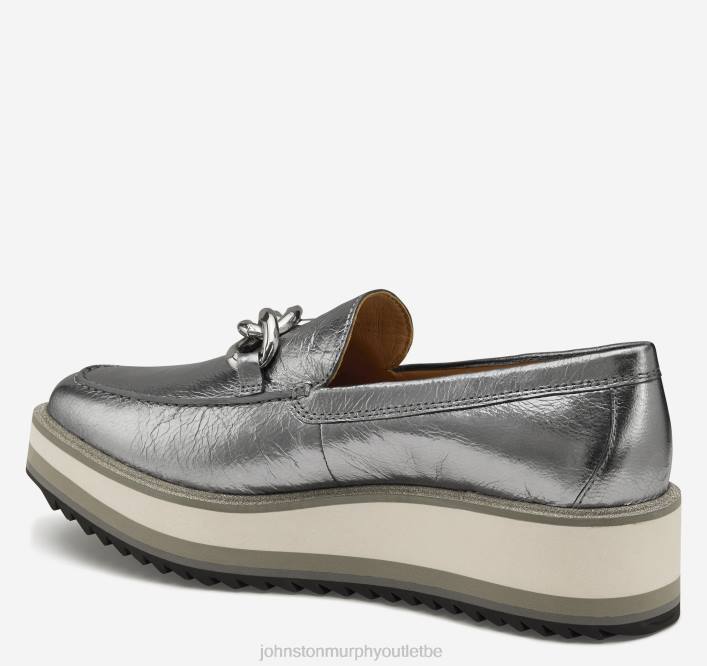 Johnston & Murphy femmes mocassins à chaîne Gracelyn TXRN1261 chaussures peau de mouton métallisée argentée