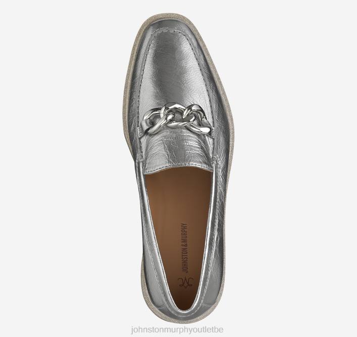 Johnston & Murphy femmes mocassins à chaîne Gracelyn TXRN1261 chaussures peau de mouton métallisée argentée