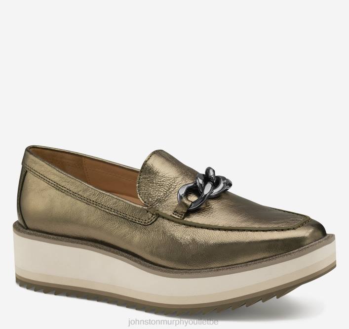 Johnston & Murphy femmes mocassins à chaîne Gracelyn TXRN1262 chaussures peau de mouton métallisée bronze