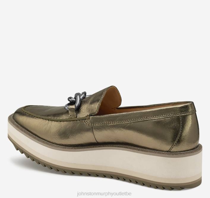 Johnston & Murphy femmes mocassins à chaîne Gracelyn TXRN1262 chaussures peau de mouton métallisée bronze