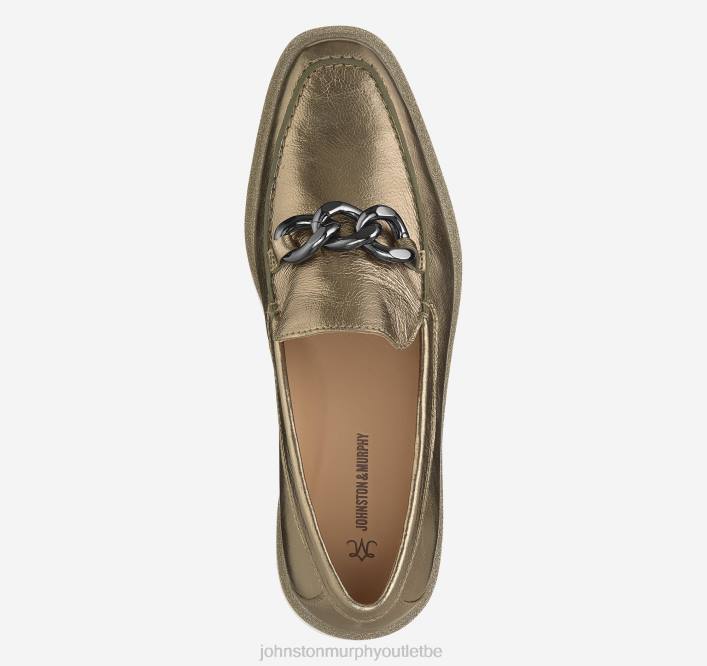 Johnston & Murphy femmes mocassins à chaîne Gracelyn TXRN1262 chaussures peau de mouton métallisée bronze