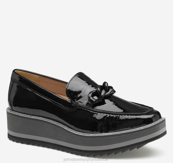 Johnston & Murphy femmes mocassins à chaîne Gracelyn TXRN1263 chaussures cuir verni noir