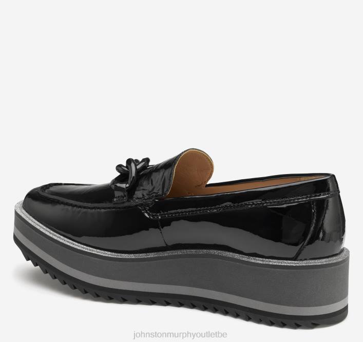Johnston & Murphy femmes mocassins à chaîne Gracelyn TXRN1263 chaussures cuir verni noir