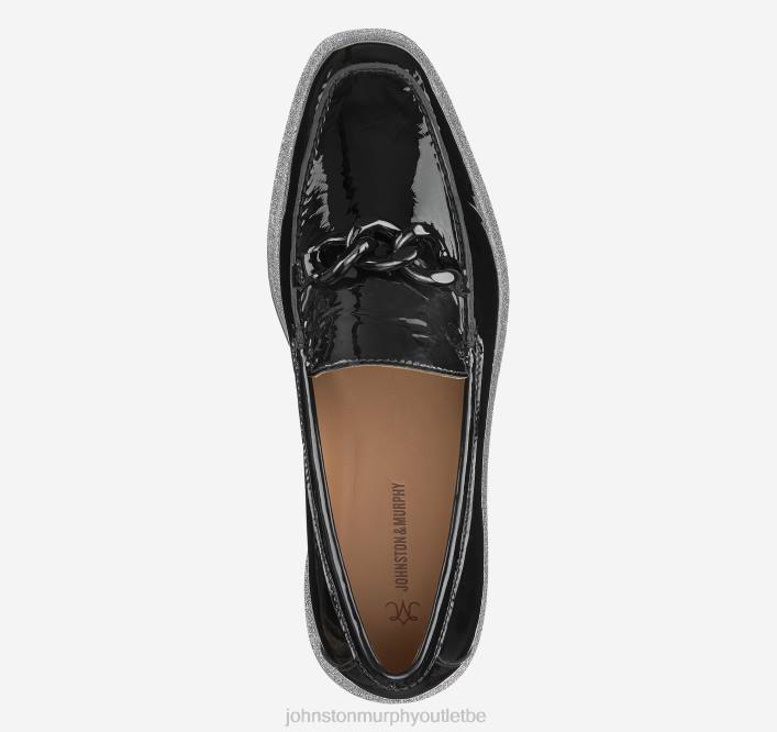 Johnston & Murphy femmes mocassins à chaîne Gracelyn TXRN1263 chaussures cuir verni noir
