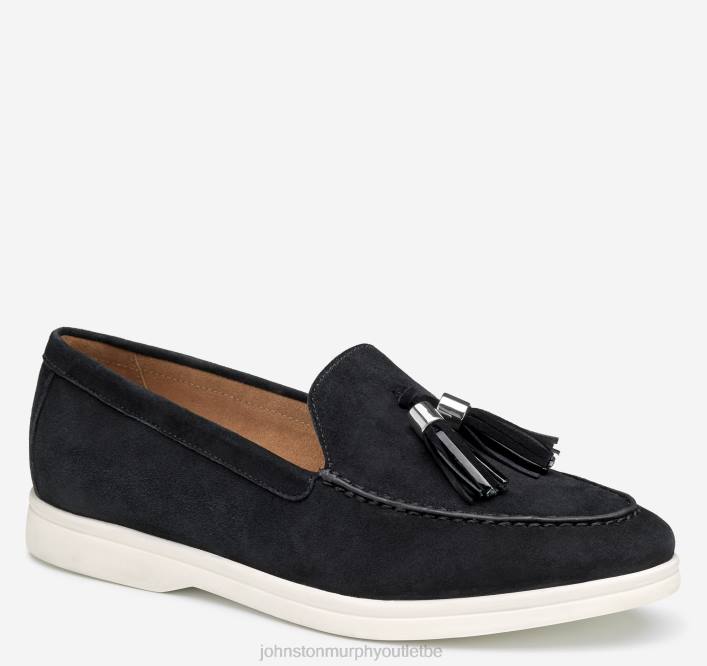 Johnston & Murphy femmes mocassins à pampilles darlene TXRN1246 chaussures daim de chevreau noir