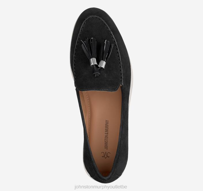Johnston & Murphy femmes mocassins à pampilles darlene TXRN1246 chaussures daim de chevreau noir