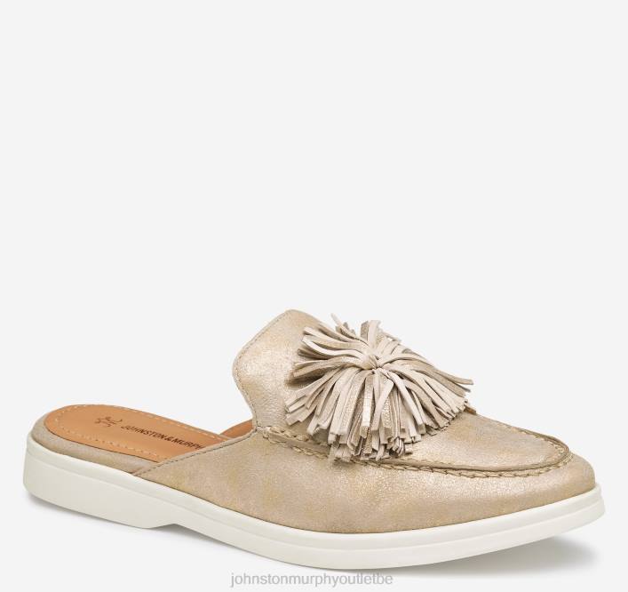Johnston & Murphy femmes mule à franges Darlene TXRN1208 chaussures daim de chevreau métallisé doré