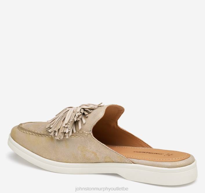 Johnston & Murphy femmes mule à franges Darlene TXRN1208 chaussures daim de chevreau métallisé doré