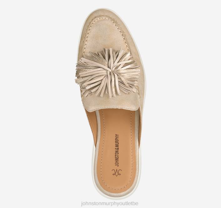 Johnston & Murphy femmes mule à franges Darlene TXRN1208 chaussures daim de chevreau métallisé doré