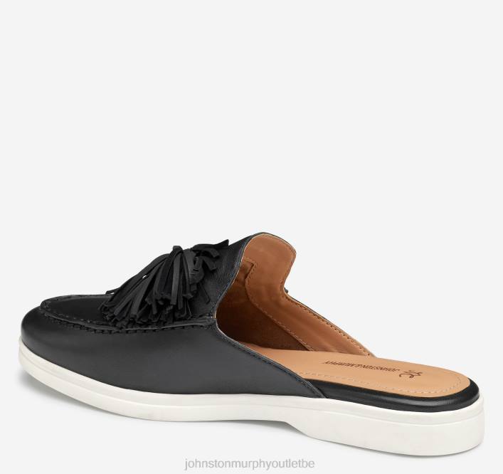 Johnston & Murphy femmes mule à franges Darlene TXRN1209 chaussures gant en cuir noir