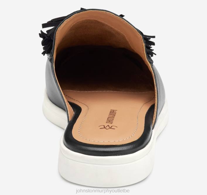 Johnston & Murphy femmes mule à franges Darlene TXRN1209 chaussures gant en cuir noir