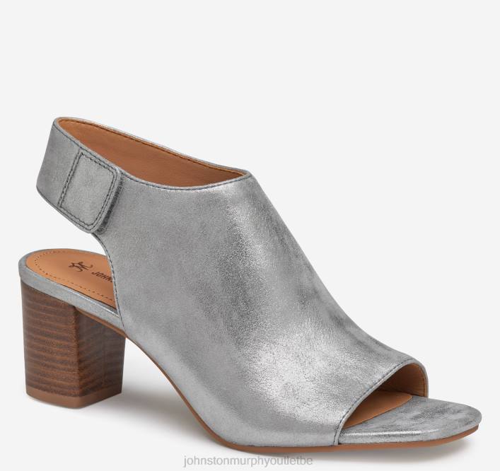 Johnston & Murphy femmes bottines à bout ouvert evelyn TXRN1224 chaussures daim de chevreau métallisé étain