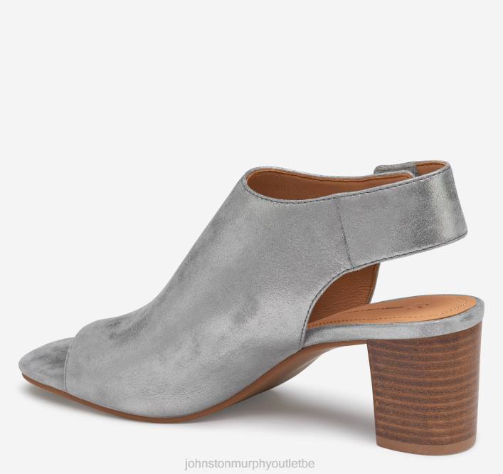 Johnston & Murphy femmes bottines à bout ouvert evelyn TXRN1224 chaussures daim de chevreau métallisé étain
