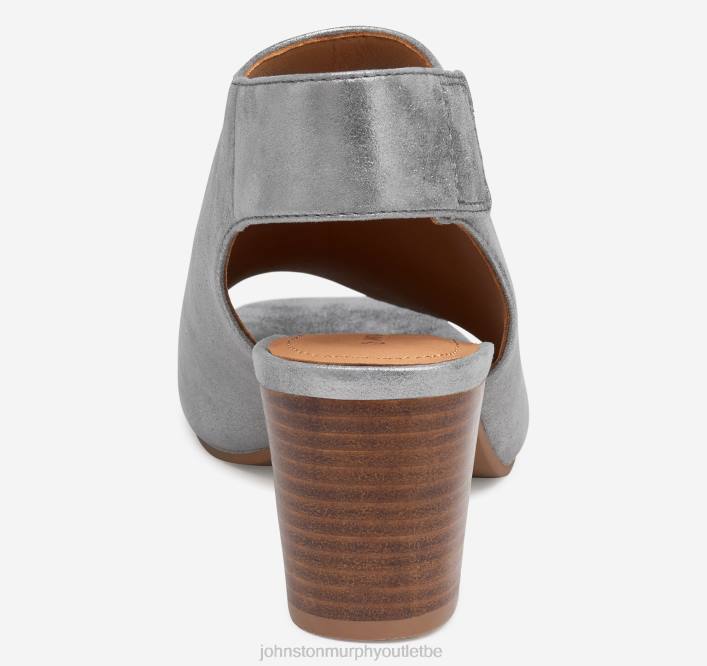 Johnston & Murphy femmes bottines à bout ouvert evelyn TXRN1224 chaussures daim de chevreau métallisé étain
