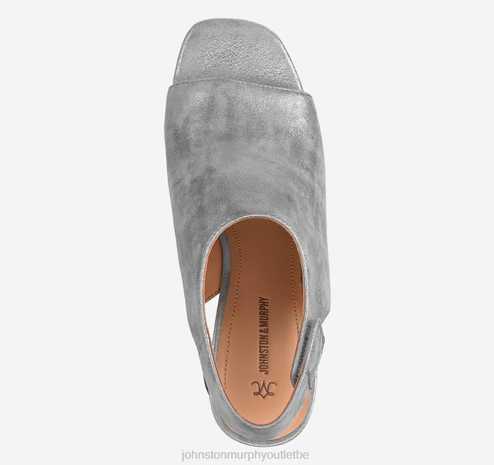 Johnston & Murphy femmes bottines à bout ouvert evelyn TXRN1224 chaussures daim de chevreau métallisé étain
