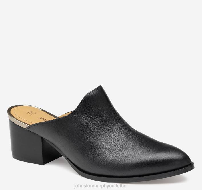 Johnston & Murphy femmes mule trista TXRN1239 chaussures cuir de veau italien noir