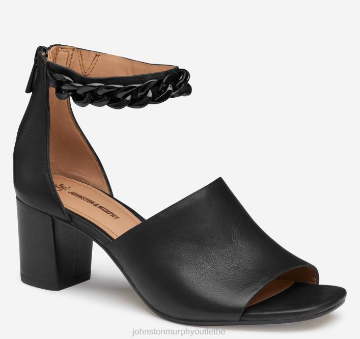 Johnston & Murphy femmes sandale à chaîne evelyn TXRN1188 chaussures cuir de veau noir
