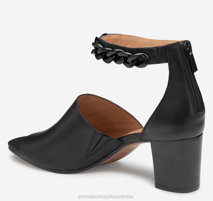 Johnston & Murphy femmes sandale à chaîne evelyn TXRN1188 chaussures cuir de veau noir