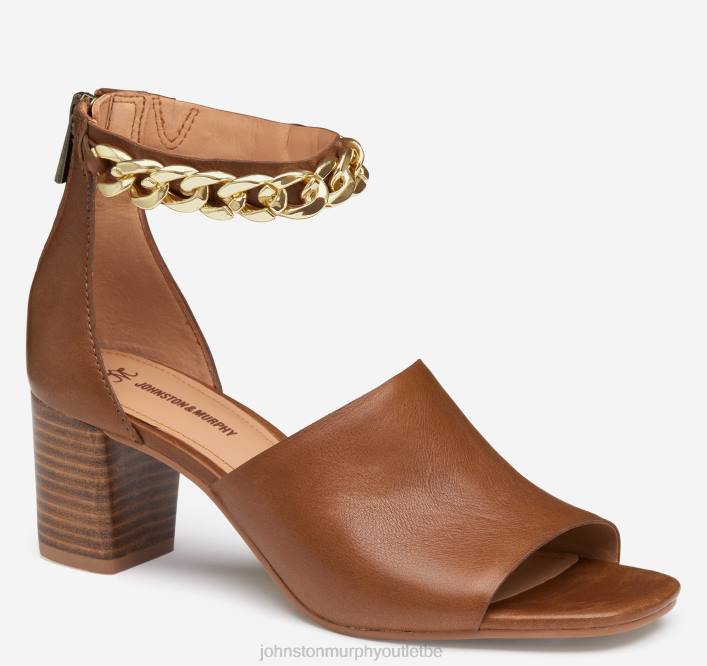 Johnston & Murphy femmes sandale à chaîne evelyn TXRN1203 chaussures cuir de veau cognac