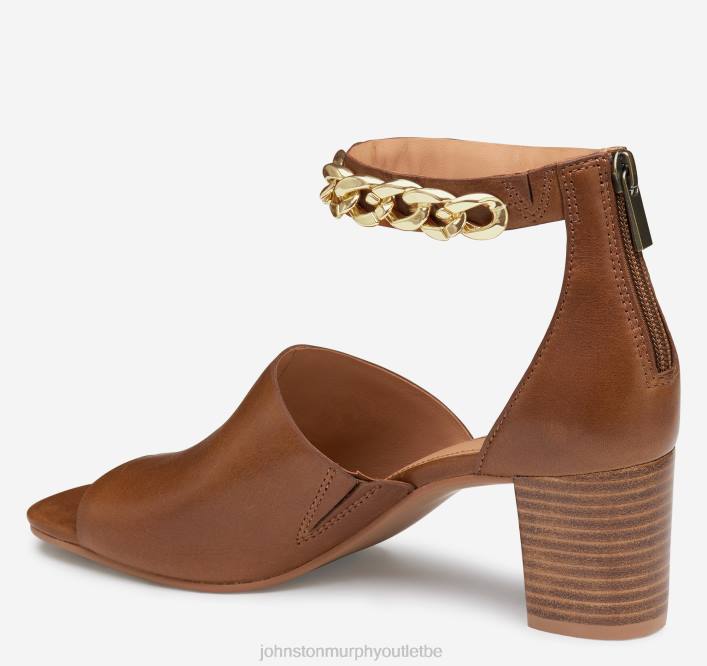 Johnston & Murphy femmes sandale à chaîne evelyn TXRN1203 chaussures cuir de veau cognac