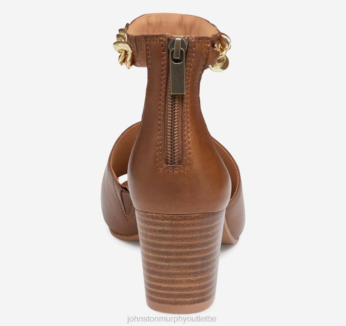 Johnston & Murphy femmes sandale à chaîne evelyn TXRN1203 chaussures cuir de veau cognac