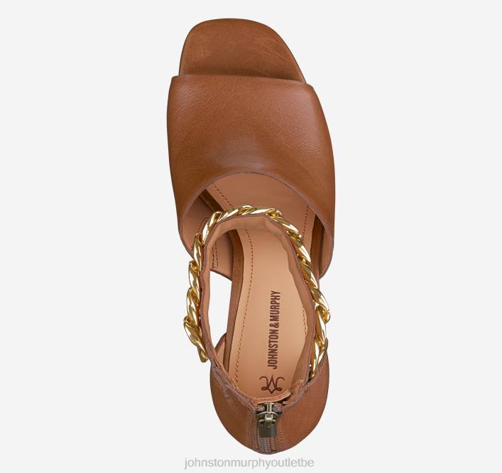 Johnston & Murphy femmes sandale à chaîne evelyn TXRN1203 chaussures cuir de veau cognac