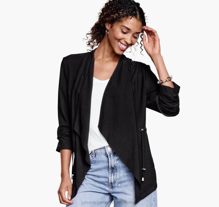 Johnston & Murphy femmes blazer drapé ouvert sur le devant TXRN1286 vêtements noir