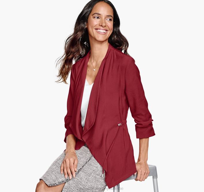 Johnston & Murphy femmes blazer drapé ouvert sur le devant TXRN1287 vêtements rouge