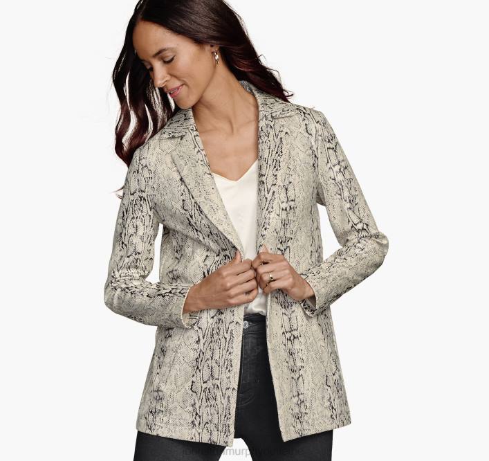 Johnston & Murphy femmes blazer à effet peau de serpent TXRN1288 vêtements blanc/multicolore