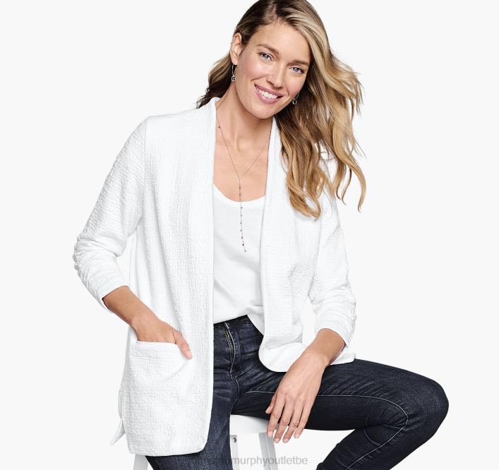 Johnston & Murphy femmes blazer en maille à manches froncées TXRN1282 vêtements blanc