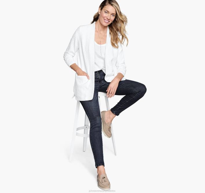 Johnston & Murphy femmes blazer en maille à manches froncées TXRN1282 vêtements blanc