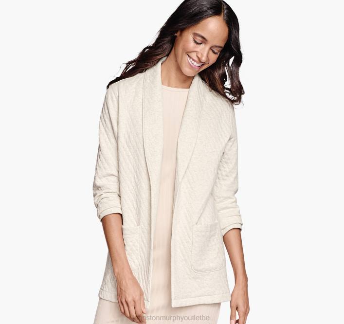 Johnston & Murphy femmes cardigan matelassé à col châle TXRN1294 vêtements crème